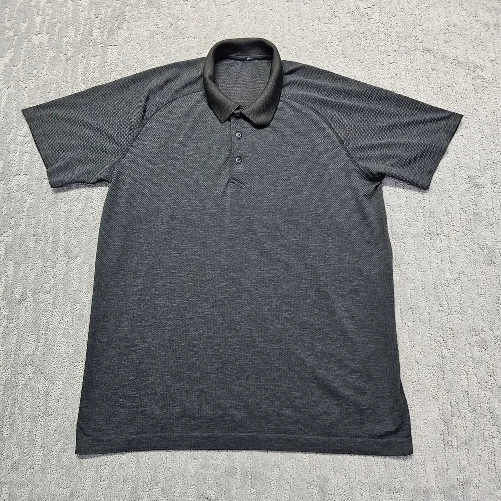 Lululemon Metal Vent Shirt Mens Large Gray Performance‎ Stretch Golf Casual EUC